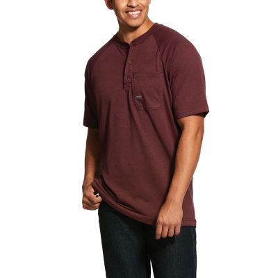 Ariat Rebar Cotton Strong - Henley DonkerBordeaux Heren - 10867-979